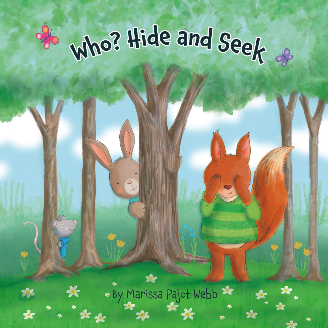 Book cover for the children's book Who? Hide and Seek by Marissa Pajot Webb.